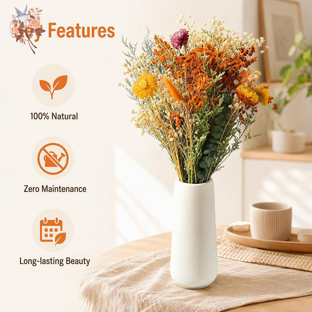 باقة زهور مجففة للخريف، عشب ال - مراجعة Dried Flower Bulk وسعره